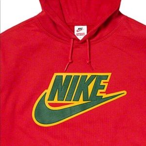 Nike Supreme Red Leather Hoodie